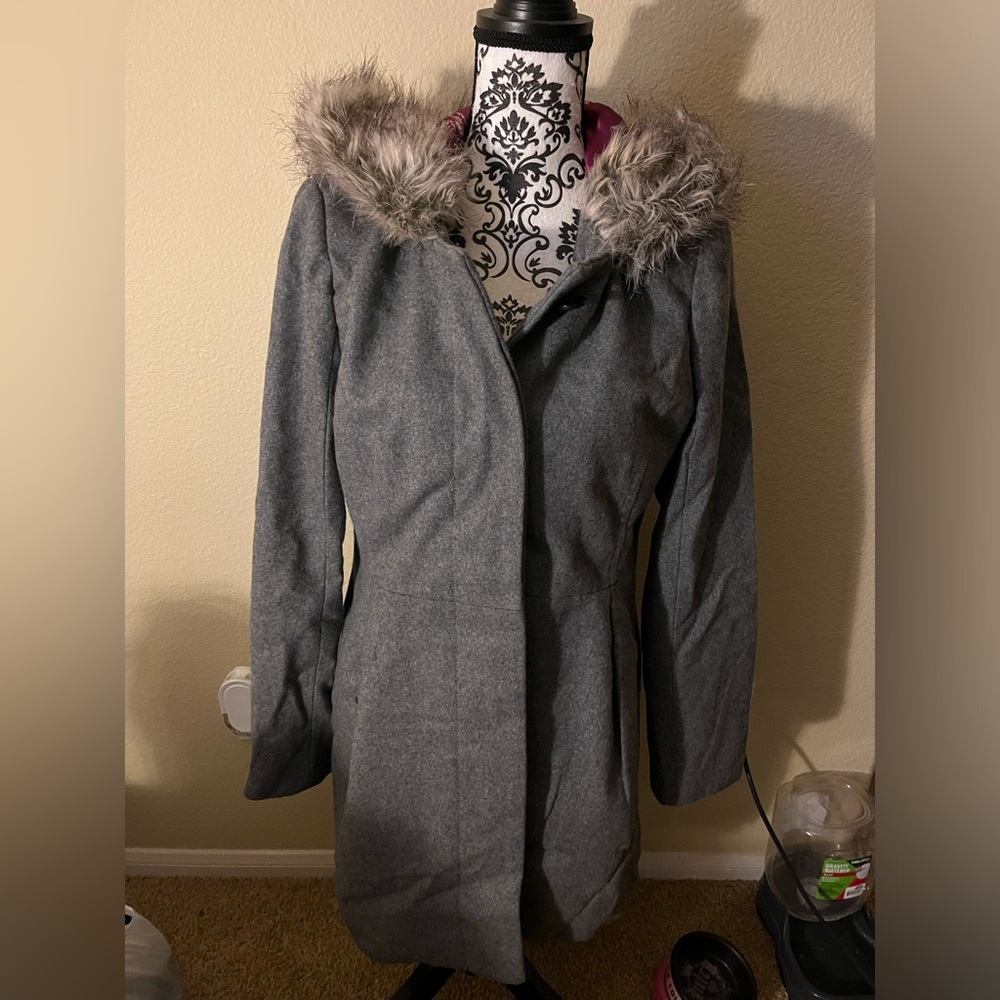 Hooded Trench Coat Size Large
